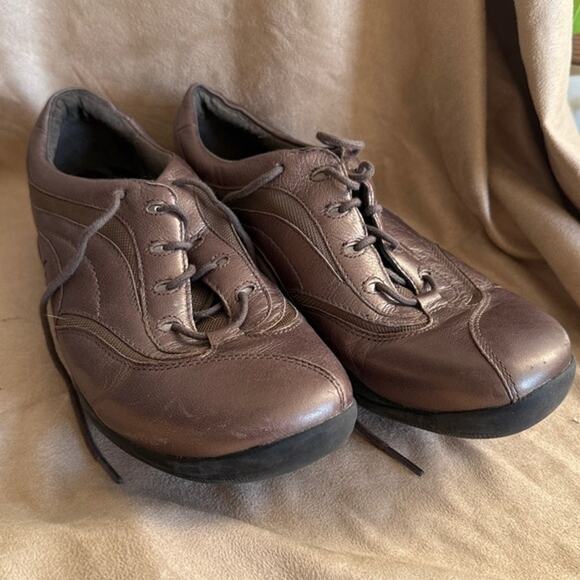 Clark’s In-Motion Hike Walking Shoes Sz 10 Pewter Gray Metallic Leather Comfort - Picture 3 of 3